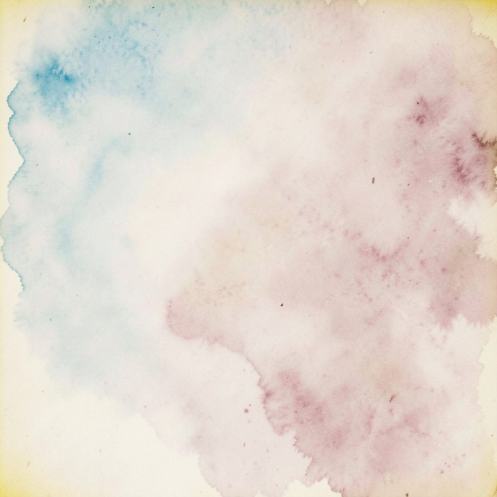 Atmospheric analog film photograph of a soft watercolor wash in pale blues and dusty pinks